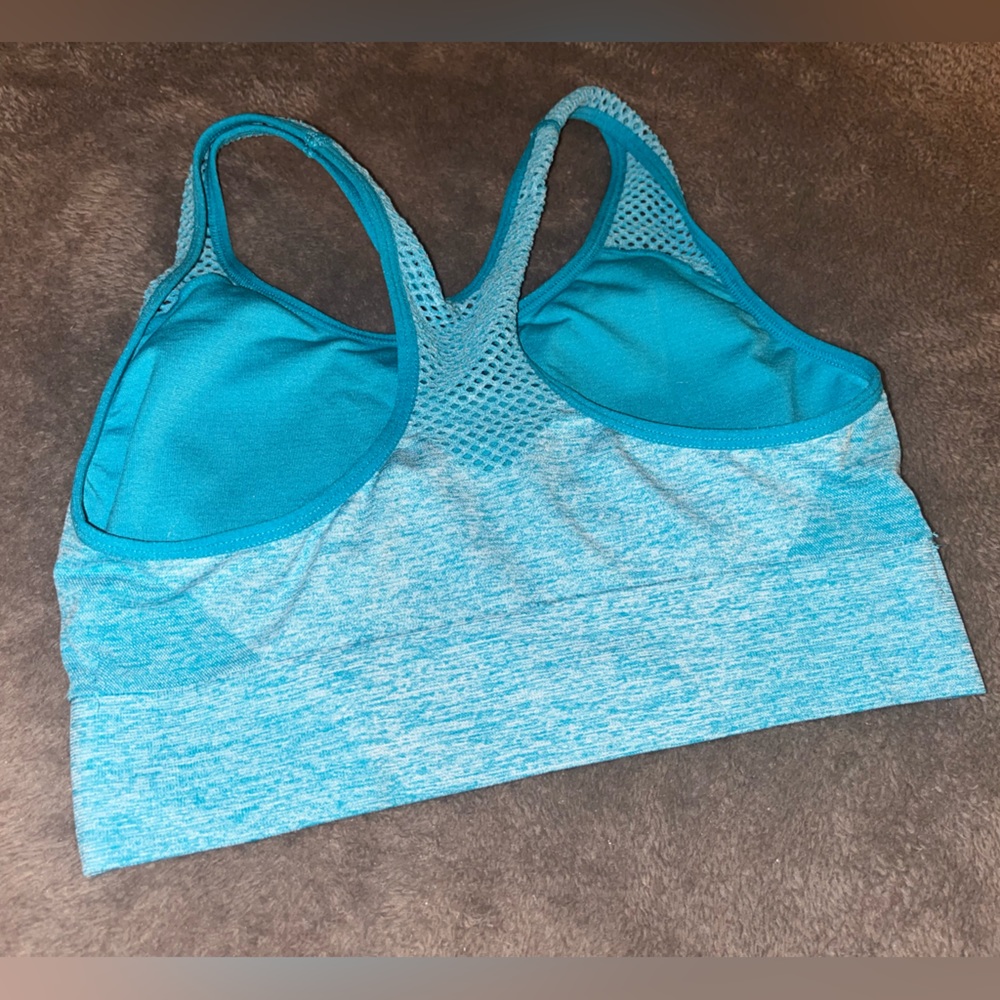 Seamless Lightly Lined Low Impact Racerback Sports Bra tye dye blue size S